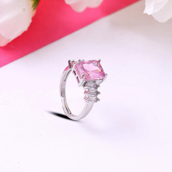 Pink Diamond Silver Round Rings Beauty NX