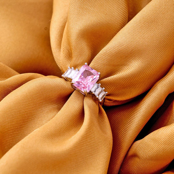 Pink Diamond Silver Round Rings Beauty NX
