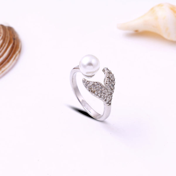 Twist Crystal White Pearl Ring Beauty NX