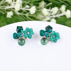Floral Gemstone Stud Earrings Boho Bloom