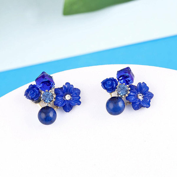 Floral Gemstone Stud Earrings Boho Bloom