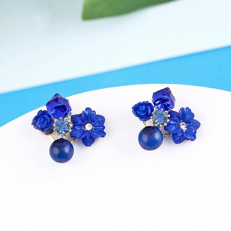 Floral Gemstone Stud Earrings Boho Bloom