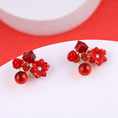 Floral Gemstone Stud Earrings Boho Bloom