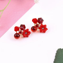 Floral Gemstone Stud Earrings Boho Bloom