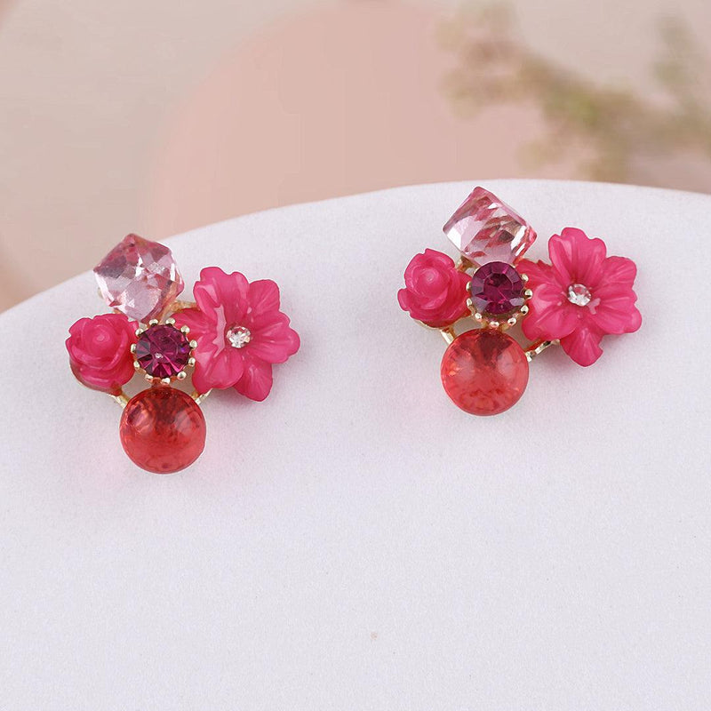 Floral Gemstone Stud Earrings Boho Bloom