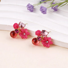 Floral Gemstone Stud Earrings Boho Bloom