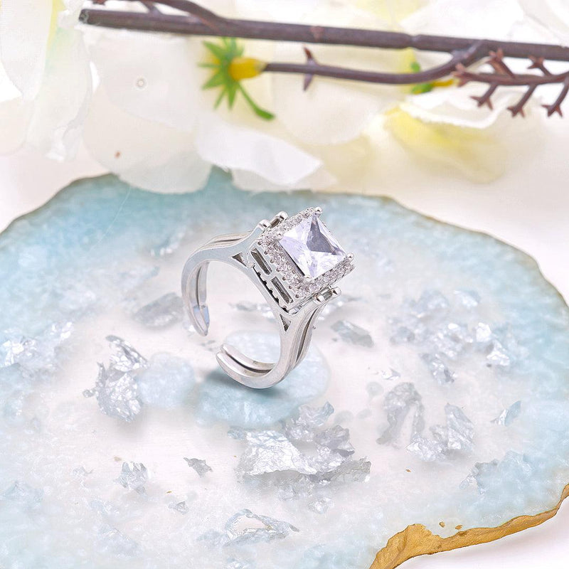 Dual Flip Crystal Adjustable Rings Boho Bloom
