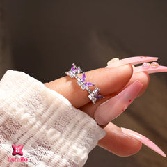 Purple Rounded Crowned Ring Boho Bloom