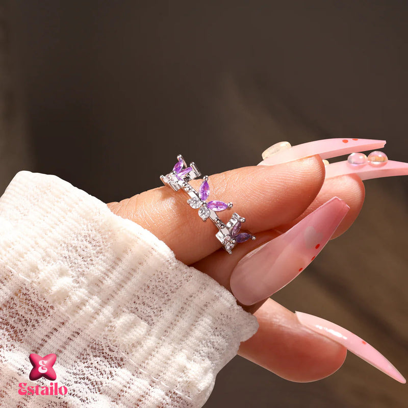 Purple Rounded Crowned Ring Boho Bloom