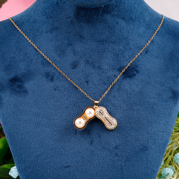 Peanut Cultured Pearl Brass Pendant Boho Bloom
