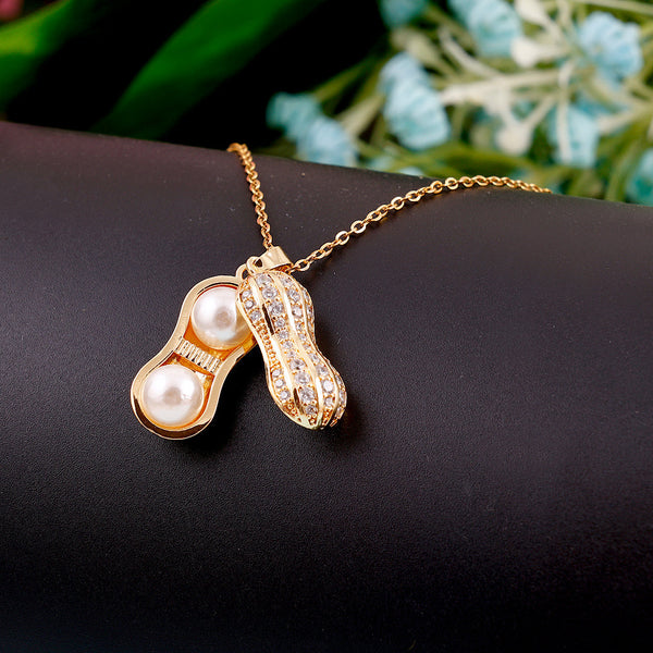 Peanut Cultured Pearl Brass Pendant Boho Bloom