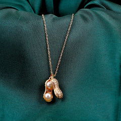 Peanut Pendant Necklace with Pearls Boho Bloom