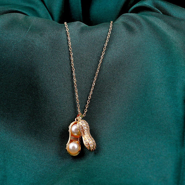 Peanut Pendant Necklace with Pearls Boho Bloom