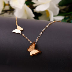 Gold Chain frosted butterfly necklace Boho Bloom