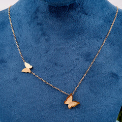 Gold Chain frosted butterfly necklace Boho Bloom