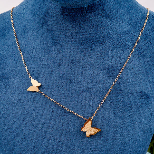 Gold Chain frosted butterfly necklace Boho Bloom