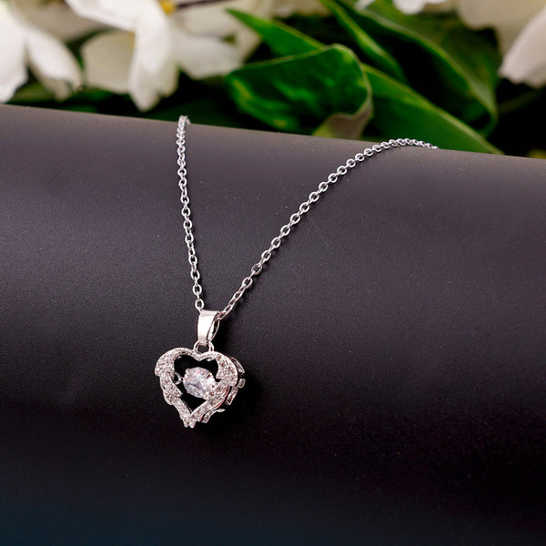 Stone Heart silver Necklace Chain Boho Bloom