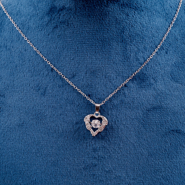 Stone Heart silver Necklace Chain Boho Bloom