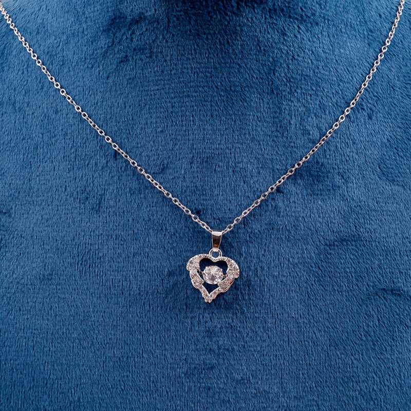 Stone Heart silver Necklace Chain Boho Bloom