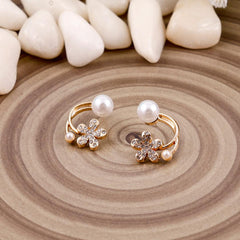 Gold Floral Pearl Earrings Boho Bloom