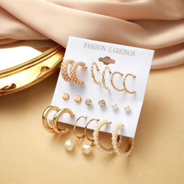 Combo of 9 Earrings in a Compact Fashion Card Boho Bloom