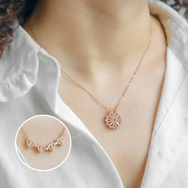 Rose Gold Plated Clover Magnet Leaf Pendent Chain Necklace Boho Bloom