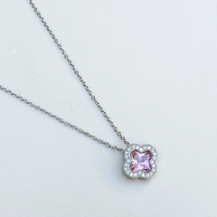 Stunning Pink Clovers Necklace Boho Bloom