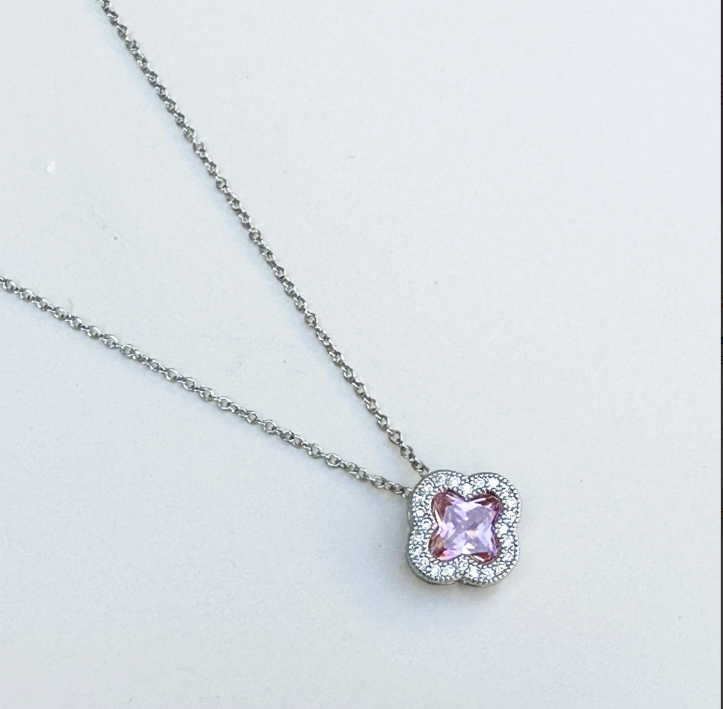 Stunning Pink Clovers Necklace Boho Bloom