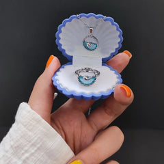 Combo Of Blue Sea Zircon Pendant And Ring Boho Bloom