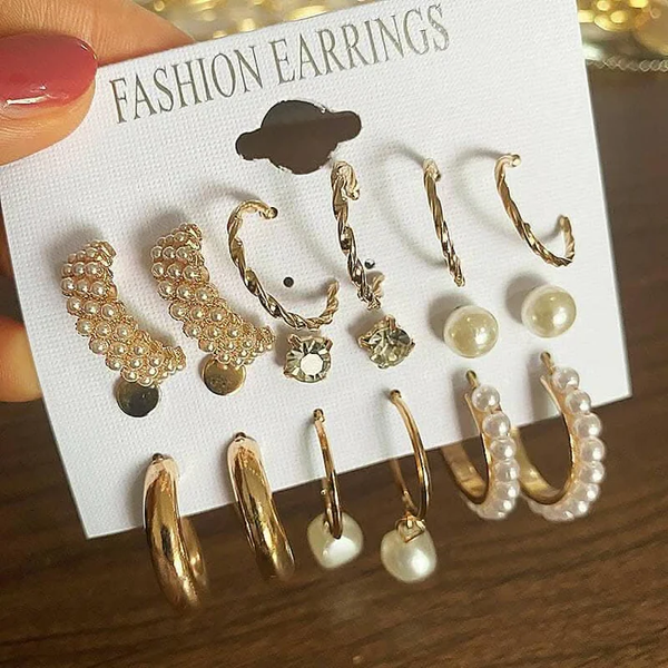 Combo of 9 Earrings in a Compact Fashion Card Boho Bloom