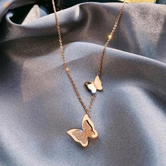 Golden Plated Shiny Butterfly necklace Boho Bloom