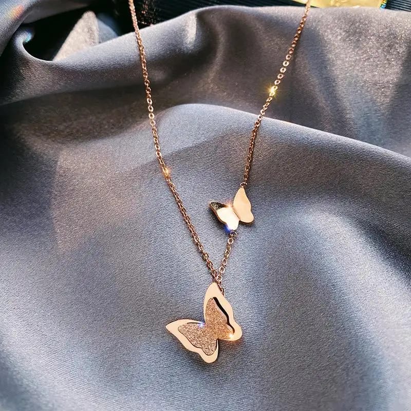 Golden Plated Shiny Butterfly necklace Boho Bloom
