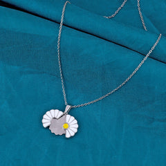 Silver Shine Sun Flower Daisy Necklace Boho Bloom