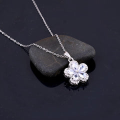 Zircon Flower Pendant Necklace Boho Bloom