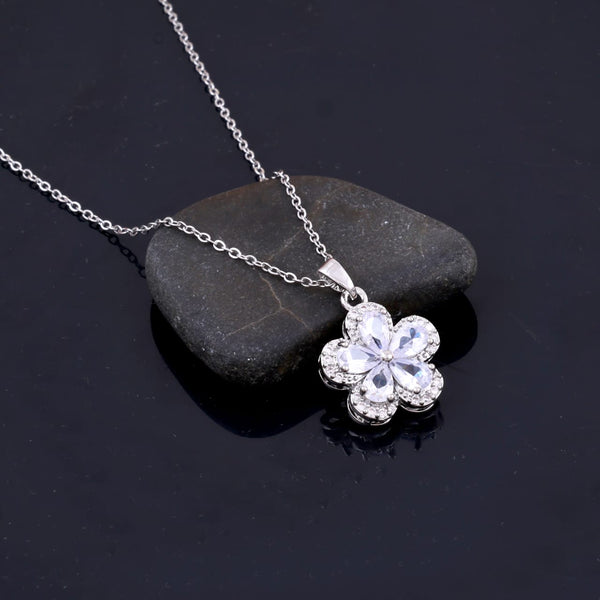 Zircon Flower Pendant Necklace Boho Bloom
