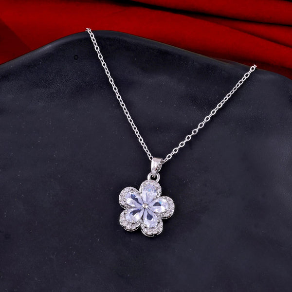 Zircon Flower Pendant Necklace Boho Bloom