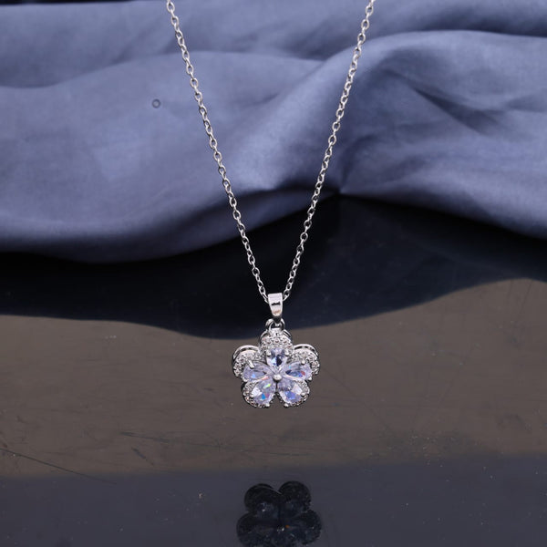 Zircon Flower Pendant Necklace Boho Bloom