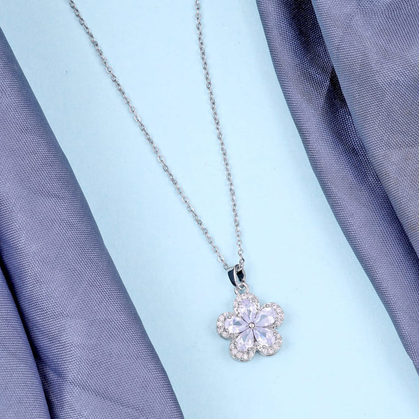 Zircon Flower Pendant Necklace Boho Bloom