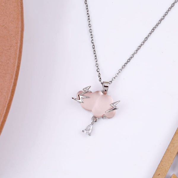 Adorable Sliver Plated Cloud Design Necklace Boho Bloom