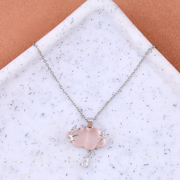 Adorable Sliver Plated Cloud Design Necklace Boho Bloom