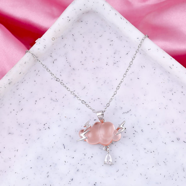 Cute Cloud Lighting Zircon Pendant Necklace Boho Bloom