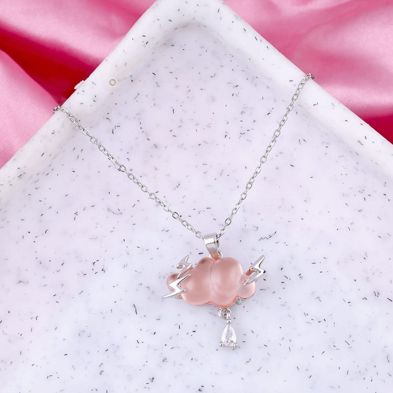 Cute Cloud Lighting Zircon Pendant Necklace Boho Bloom