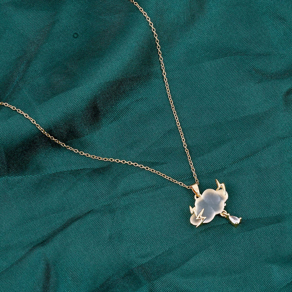 Silver Plated White Lighting Cloud Necklace Boho Bloom