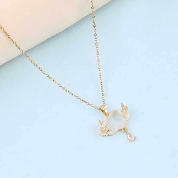 Silver Plated White Lighting Cloud Necklace Boho Bloom