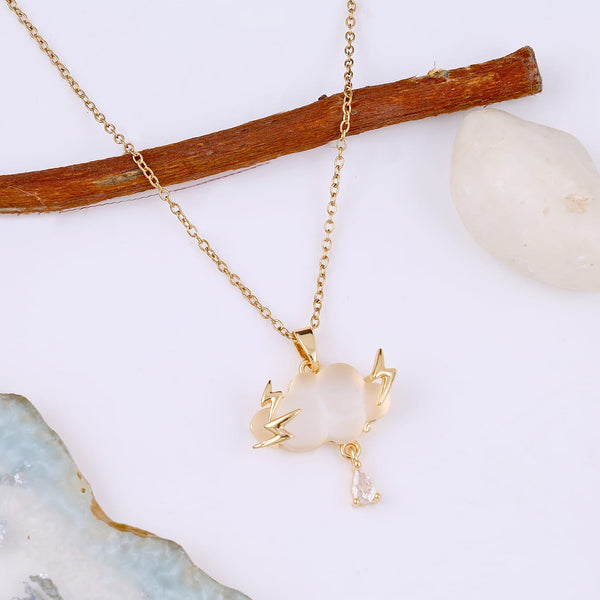 Silver Plated White Lighting Cloud Necklace Boho Bloom