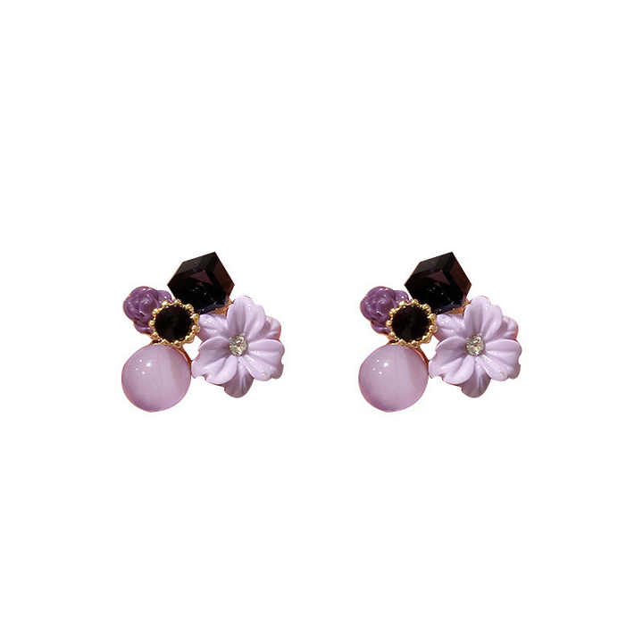 Lavender Crystal Mini Flower Stud Earring Boho Bloom