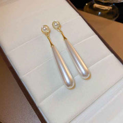 Gold Plated Long Pearl Drop Earring Boho Bloom