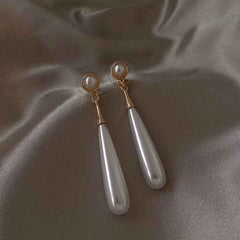 Gold Plated Long Pearl Drop Earring Boho Bloom