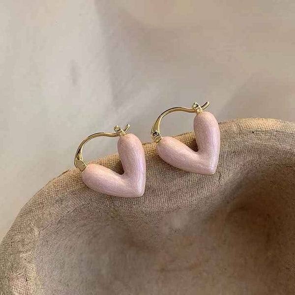 Cute Little Pink Heart Stud Earring Boho Bloom