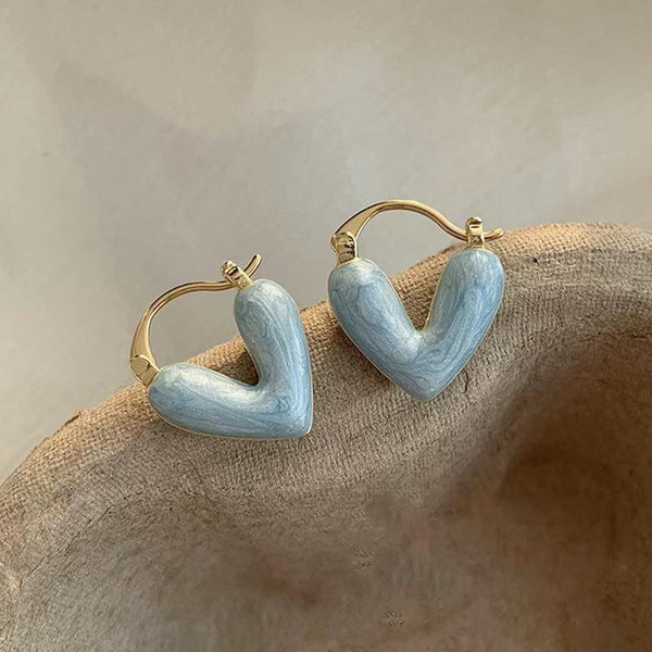 Cute Little Blue Heart Stud Earring Boho Bloom